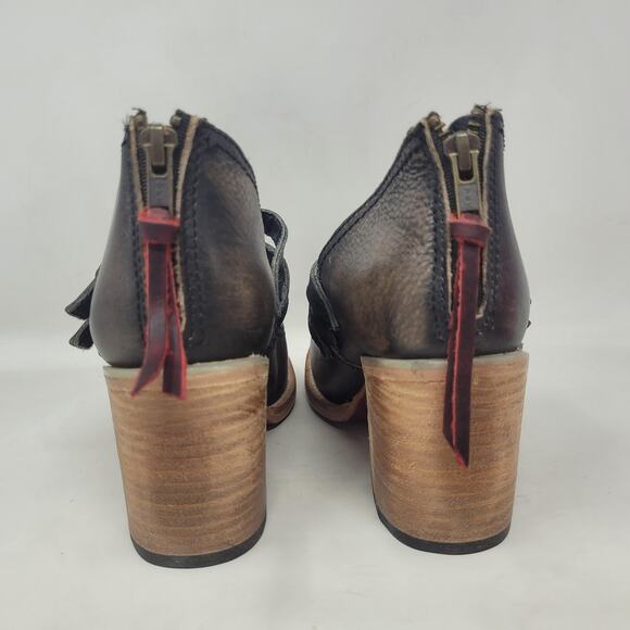 Freebird By Steven Heels 8 Brown Black Antique Leather Ramsay Mary Jane Strappy - Picture 3 of 11